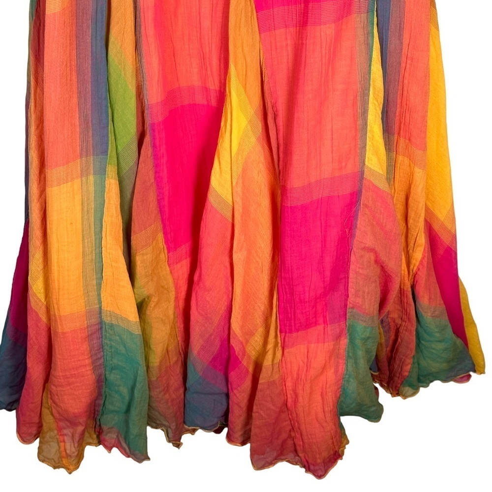 Soft Surroundings Plaid Long Maxi Skirt 00s  Bright Pastel Colorful Skirt XL - Picture 5 of 9